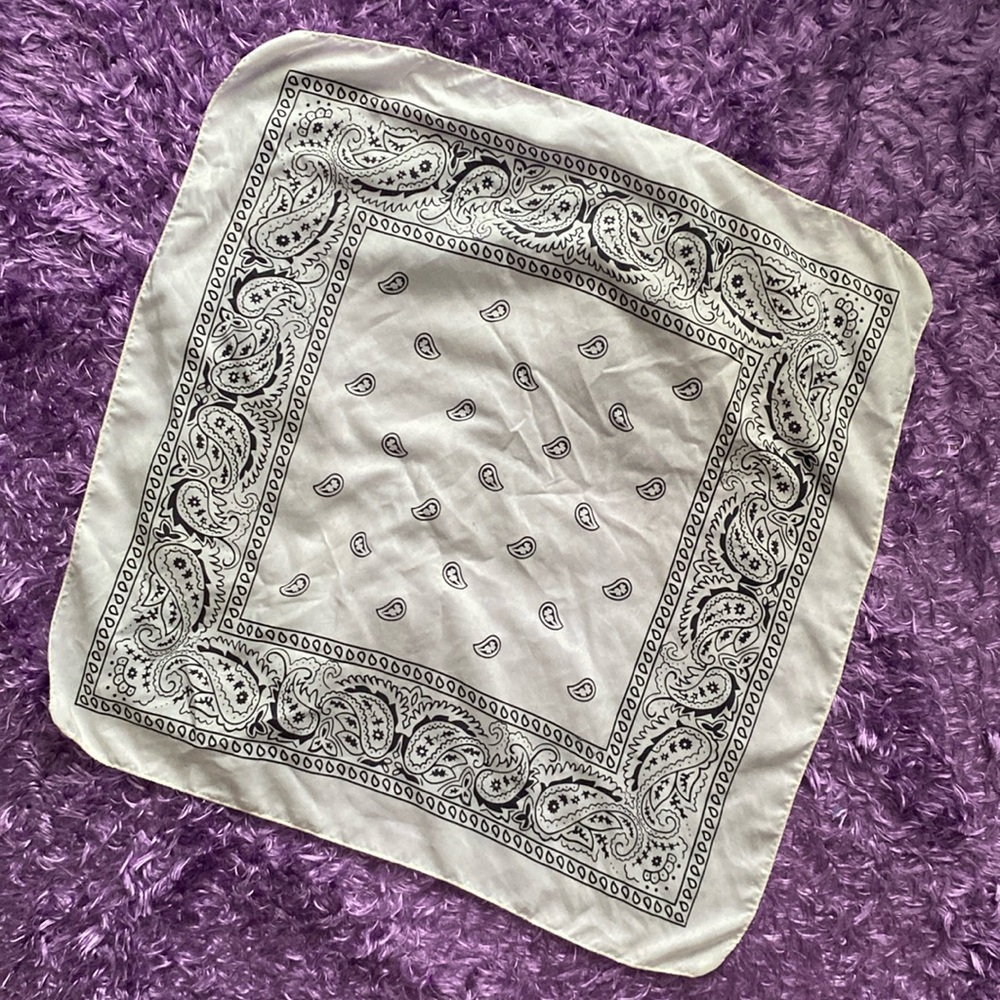 White and black paisley bandana / kerchief